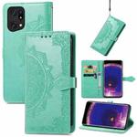 For OPPO Find X5 Mandala Flower Embossed Flip Leather Phone Case(Green)