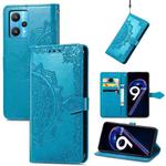 For OPPO Realme 9 Pro Mandala Flower Embossed Flip Leather Phone Case(Blue)