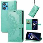 For OPPO Realme 9 Pro Mandala Flower Embossed Flip Leather Phone Case(Green)