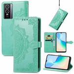 For vivo Y76 5G Mandala Flower Embossed Flip Leather Phone Case(Green)