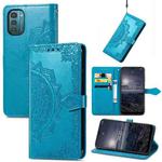 For Nokia G21 Mandala Flower Embossed Flip Leather Phone Case(Blue)