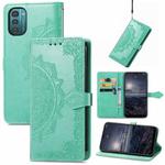 For Nokia G21 Mandala Flower Embossed Flip Leather Phone Case(Green)