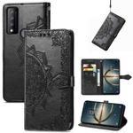 For TCL 30 V 5G Mandala Flower Embossed Flip Leather Phone Case(Black)