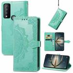 For TCL 30 V 5G Mandala Flower Embossed Flip Leather Phone Case(Green)