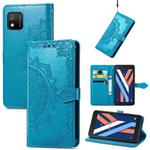 For Wiko Y52 Mandala Flower Embossed Flip Leather Phone Case(Blue)