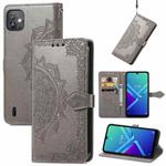 For Wiko Y82 Mandala Flower Embossed Flip Leather Phone Case(Gray)