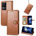 For Xiaomi Redmi K50 Pro Retro Solid Color Buckle Leather Phone Case(Brown)