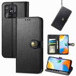 For Xiaomi Redmi 10C Retro Solid Color Buckle Leather Phone Case(Black)