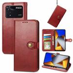 For Xiaomi Poco M4 Pro Retro Solid Color Buckle Leather Phone Case(Red)