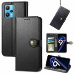 For OPPO Realme 9 Pro Retro Solid Color Buckle Leather Phone Case(Black)
