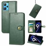 For OPPO Realme 9 Pro Retro Solid Color Buckle Leather Phone Case(Green)