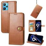 For OPPO Realme 9 Pro Retro Solid Color Buckle Leather Phone Case(Brown)