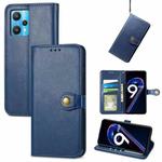 For OPPO Realme 9 Pro+ 5G Retro Solid Color Buckle Leather Phone Case(Blue)