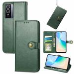 For vivo Y76 5G Retro Solid Color Buckle Leather Phone Case(Green)