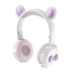 AEC BK7 Cute Bear Children Wireless Bluetooth Headset with LED Light(White Pink)
