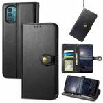 For Nokia G21 Retro Solid Color Buckle Leather Phone Case(Black)