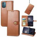 For Nokia G21 Retro Solid Color Buckle Leather Phone Case(Brown)