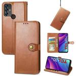 For TCL 30 SE Retro Solid Color Buckle Leather Phone Case(Brown)