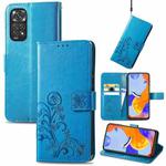 For Xiaomi Redmi Note 11 Pro 4G Global Four-leaf Clasp Embossed Buckle Leather Phone Case(Blue)