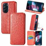 For Motorola Edge X30 Blooming Mandala Embossed Magnetic Leather Phone Case(Red)