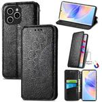 For Honor 60 SE Blooming Mandala Embossed Magnetic Leather Phone Case(Black)