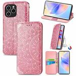 For Honor 60 SE Blooming Mandala Embossed Magnetic Leather Phone Case(Pink)