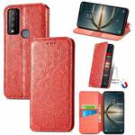 For TCL 30 V 5G Blooming Mandala Embossed Magnetic Leather Phone Case(Red)