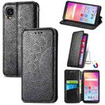 For TCL A509DL / A3 Blooming Mandala Embossed Magnetic Leather Phone Case(Black)