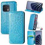 For OnePlus 10 Pro Blooming Mandala Embossed Magnetic Leather Phone Case(Blue)
