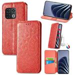 For OnePlus 10 Pro Blooming Mandala Embossed Magnetic Leather Phone Case(Red)