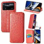 For Xiaomi Poco X4 Pro 5G Blooming Mandala Embossed Magnetic Leather Phone Case(Red)