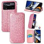 For Xiaomi Poco X4 Pro 5G Blooming Mandala Embossed Magnetic Leather Phone Case(Pink)