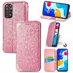 For Xiaomi Redmi Note 11S Blooming Mandala Embossed Magnetic Leather Phone Case(Pink)