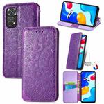 For Xiaomi Redmi Note 11S Blooming Mandala Embossed Magnetic Leather Phone Case(Purple)