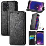 For OPPO Find X5 Blooming Mandala Embossed Magnetic Leather Phone Case(Black)