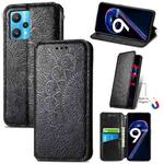 For OPPO Realme 9 Pro Blooming Mandala Embossed Magnetic Leather Phone Case(Black)
