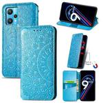 For OPPO Realme 9 Pro+ 5G Blooming Mandala Embossed Magnetic Leather Phone Case(Blue)