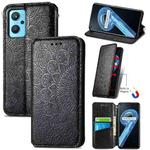 For OPPO Realme 9i Blooming Mandala Embossed Magnetic Leather Phone Case(Black)