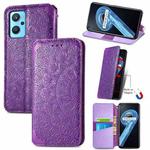 For OPPO Realme 9i Blooming Mandala Embossed Magnetic Leather Phone Case(Purple)