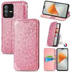 For vivo S12 Pro Blooming Mandala Embossed Magnetic Leather Phone Case(Pink)