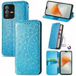 For  vivo  S12 Blooming Mandala Embossed Magnetic Leather Phone Case(Blue)