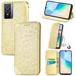 For  vivo  Y76 5G Blooming Mandala Embossed Magnetic Leather Phone Case(Yellow)