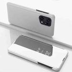 For OPPO Realme 9 Pro Plated Mirror Horizontal Flip Leather Case with Holder(Silver)