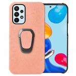 For Samsung Galaxy A23 4G Ring Holder Honeycomb PU Phone Case(Pink)