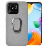 For Xiaomi Redmi 10C 4G Ring Holder Honeycomb PU Phone Case(Grey)