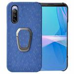 For Sony Xperia 10 IV Ring Holder Honeycomb PU Phone Case(Navy Blue)