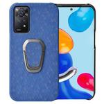 For Xiaomi Redmi Note 11 Pro Global Ring Holder Honeycomb PU Phone Case(Navy Blue)