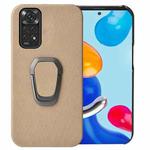 For Xiaomi Redmi Note 11 4G Global Ring Holder Honeycomb PU Phone Case(Coffee)