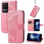 For Xiaomi Redmi K50 Pro Butterfly Love Flower Embossed Leather Phone Case(Pink)