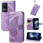 For Xiaomi Redmi K50 Pro Butterfly Love Flower Embossed Leather Phone Case(Light Purple)